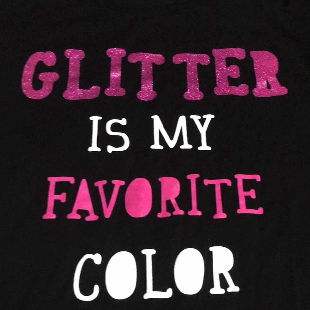 Glitter Girls Large black tshirt Glitter is my favorite color EUC
